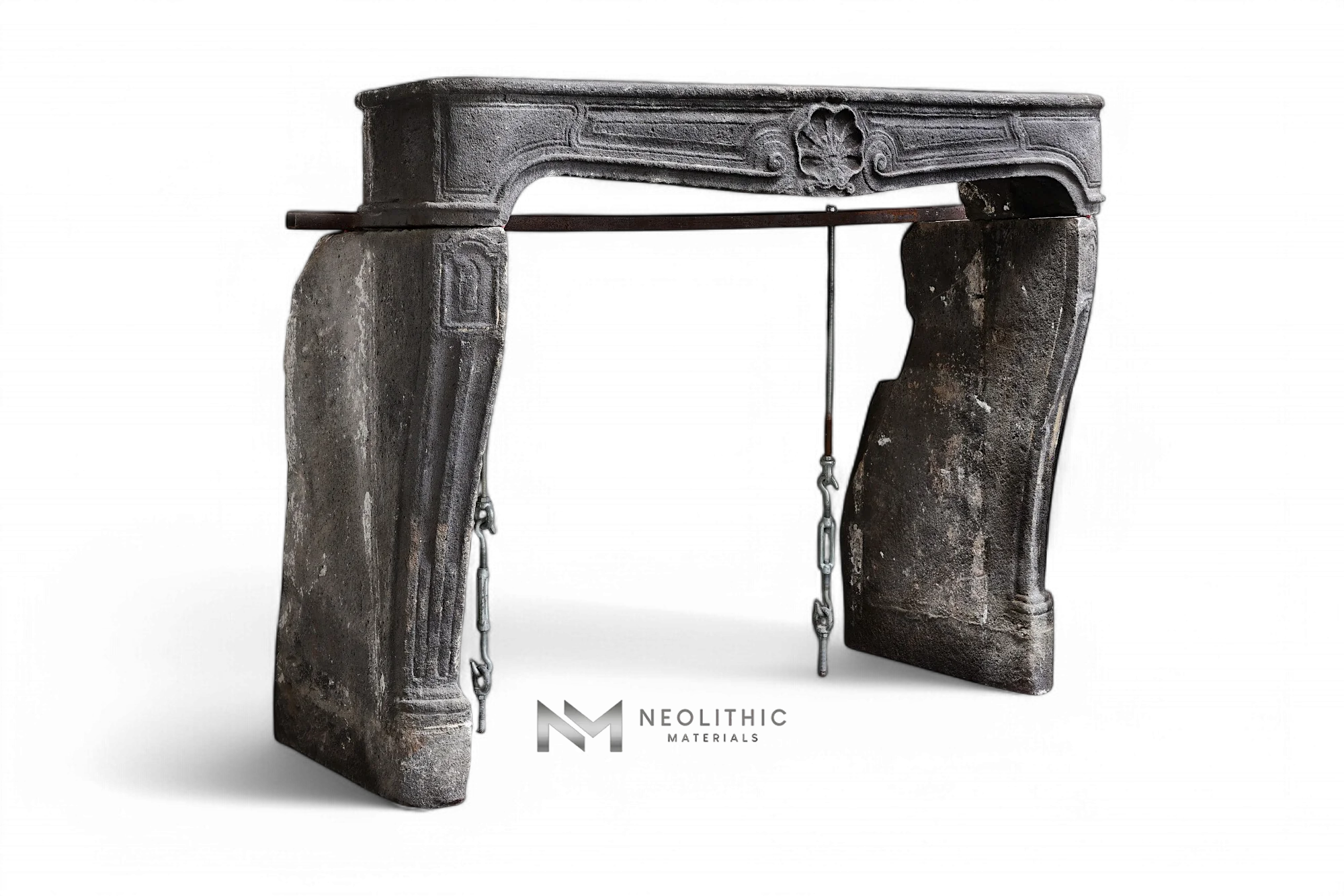 Antique Lava Stone Fireplace Mantel Louis XV Style - Image 2